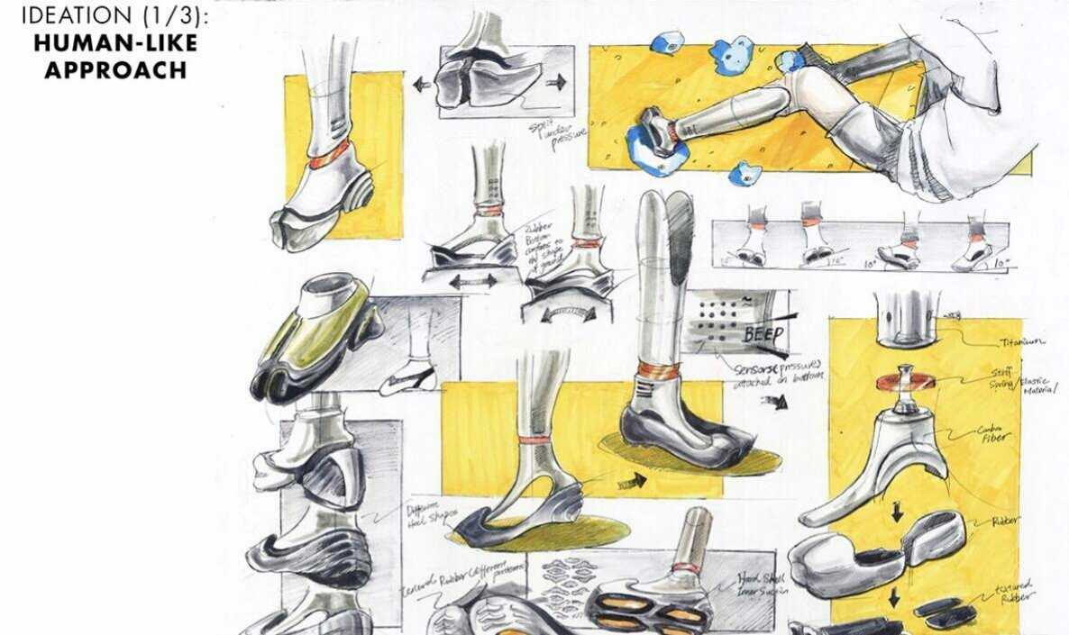 专为残疾人攀岩使用的假肢腿设计,设计灵感来源山羊的