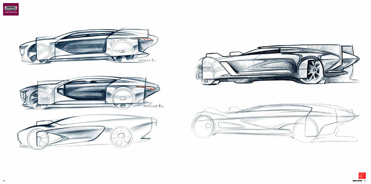 设计师binbin liu使用了素描,和电脑手绘的方式呈现了这辆跑车.