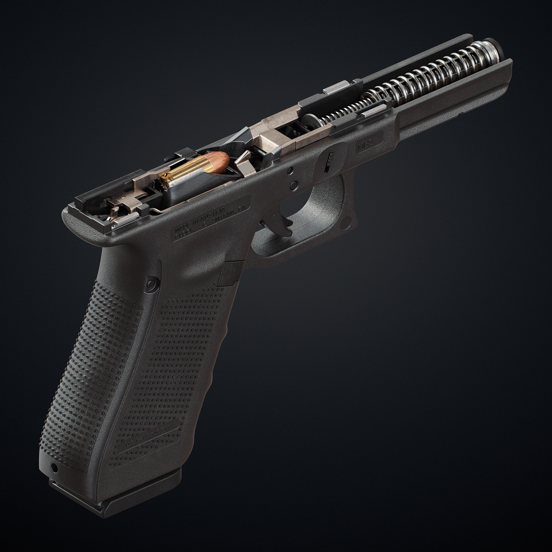 武器本是为了守护:3d枪支glock17 渲染设计