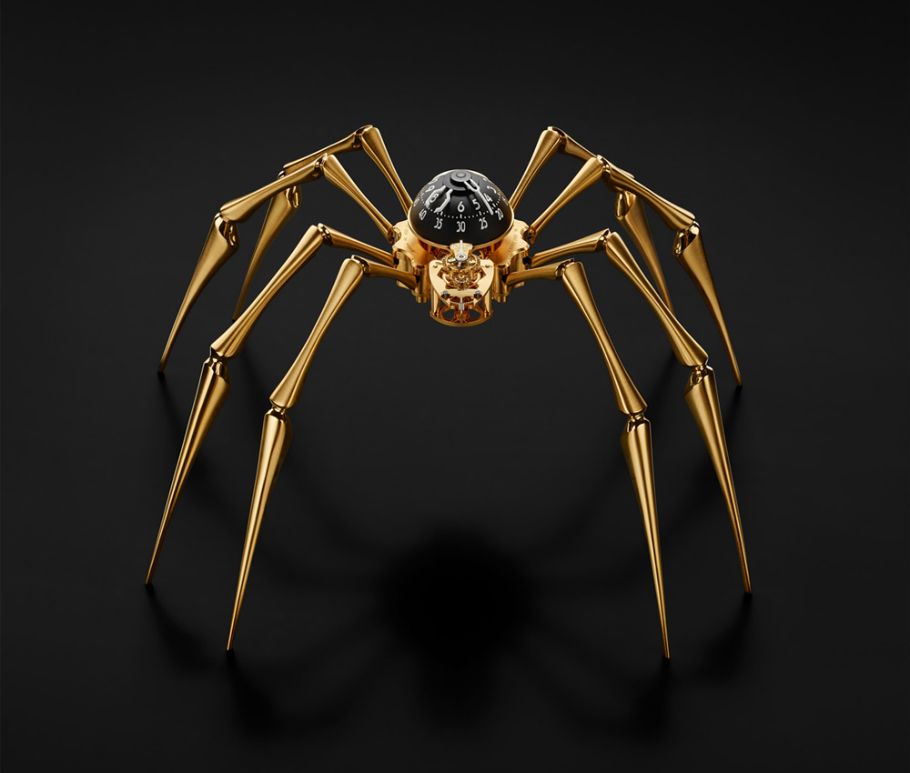 mb&f,奢侈,桌面时钟,arachnophobia,蜘蛛,黑色,金色,创意