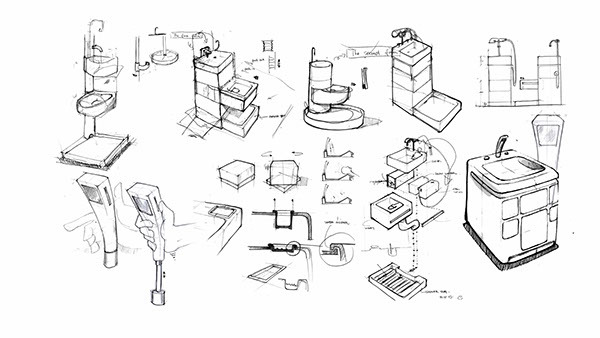 卫浴,一体化,概念,手绘,盥洗盆,马桶, 工业设计,产品设计,普象网
