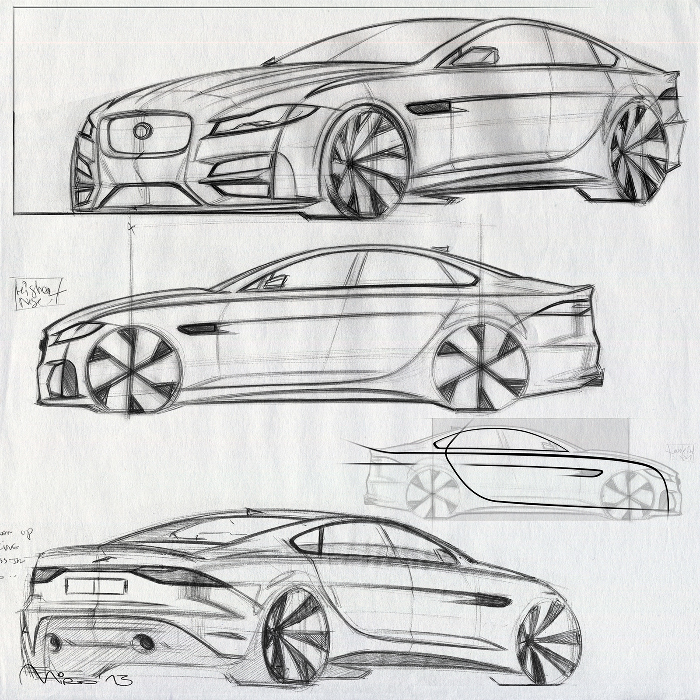 汽车设计,草图,jaguar xf,手绘草稿