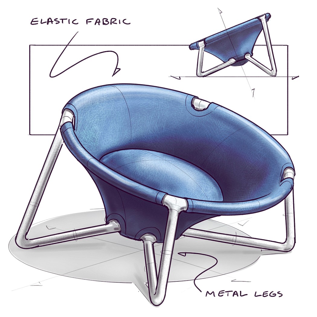 nicholas baker的椅子素描设计稿!手绘是做好设计的第