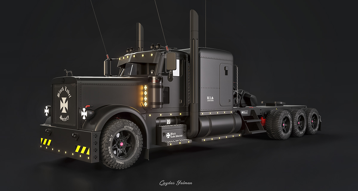 擎天柱原型peterbilt389模型设计,美国高速公路上的