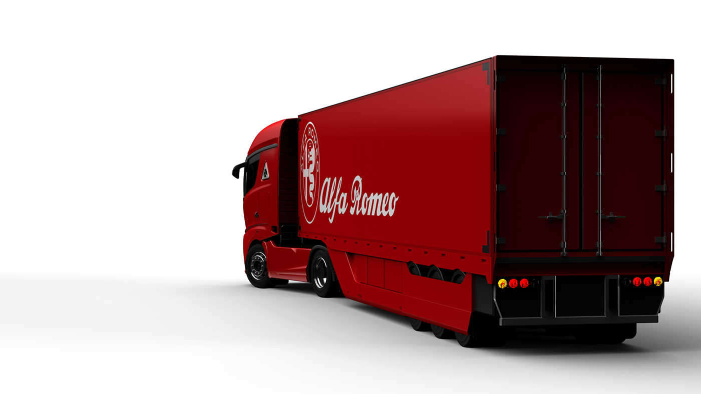 alfa romeo truck concept car:红红火火的概念卡车设计,马路上亮丽的