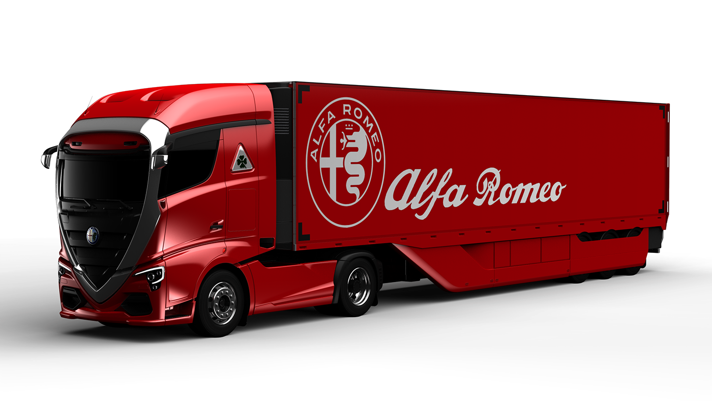 alfa romeo truck concept car:红红火火的概念卡车设计,马路上亮丽的