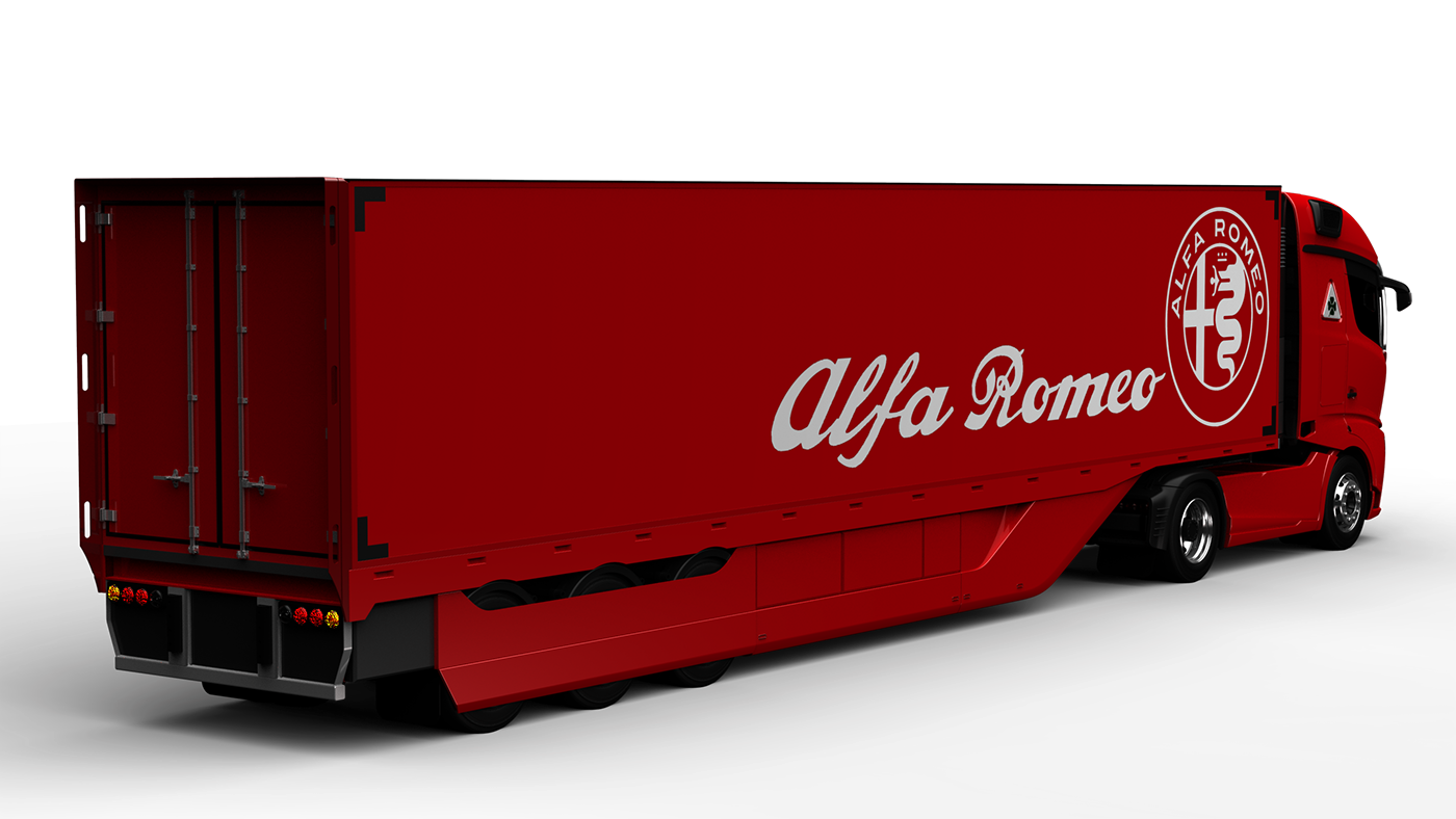 alfa romeo truck concept car:红红火火的概念卡车设计,马路上亮丽的